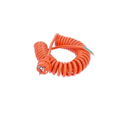 Imagen de as Schwabe 70430 Cable de conexión en espiral 5 m H07BQ F 3G1,5 230 V Naranja, longitud básica 1m ampliable a 5m IP44 poliuretano