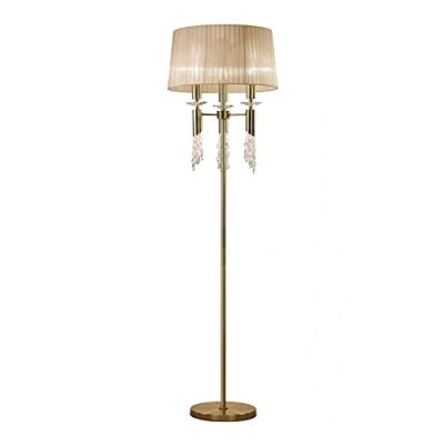 Imagen de Mantra Iluminación. Modelo TIFFANY. Lámpara de pie salón fabricado en metal y cristal acabado color cuero