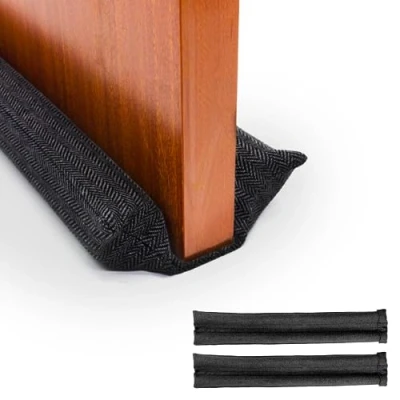 Imagen de Pack 2 Burlete de Tela para Puertas y Ventanas. Doble Reutilizable, Lavable, Aislante Ruidos, Frío, Viento, Luz, Polvo, Polen, Insectos. Ajustable Entre 80 90 cm.