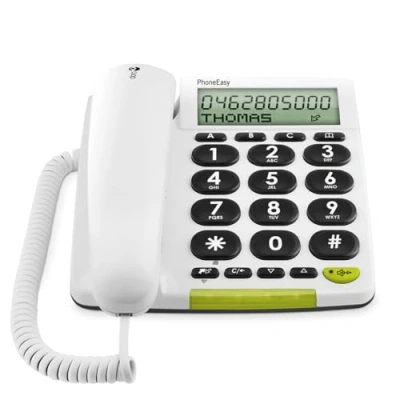 Imagen de Doro PhoneEasy 312CS Teléfono fijo digital (pantalla LCD, manos libres, identificador de llamadas), blanco