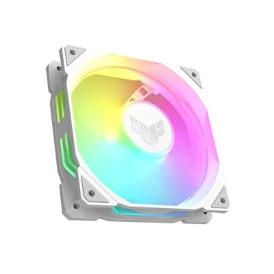 Imagen de ASUS TUF Gaming TR120 ARGB Reverse Single Pack White Edition Ventiladores de 120 mm (Marco 28 mm, presión estática a 2,75 H2O, Flujo Aire 76,3 CFM, Matriz LED Doble Capa, Aura Sync)