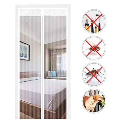 Imagen de EXTSUD Mosquitera Puertas Cortina Magnética para Protección contra Insectos Puerta de Balcón Sala Estar Patio, Blanco (120x220cm)