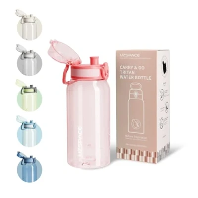 Imagen de UZSPACE Botella Agua 600ml, Niño sin BPA, A Prueba de Fugas, Apertura un Clic, Cantimplora infantil con Asa para Colegio, Bicicleta, Running