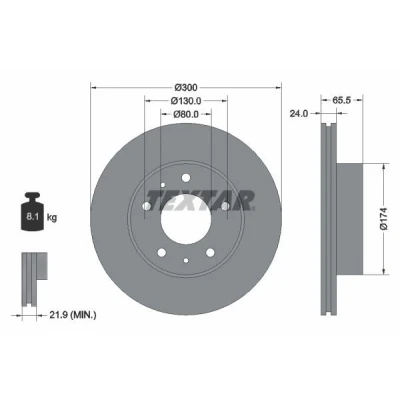 Imagen de TEXTAR PRO 92116703 Disco de freno 300 24 05/07 130 ventilación interna revestido sin perno sujeción rueda, buje rueda