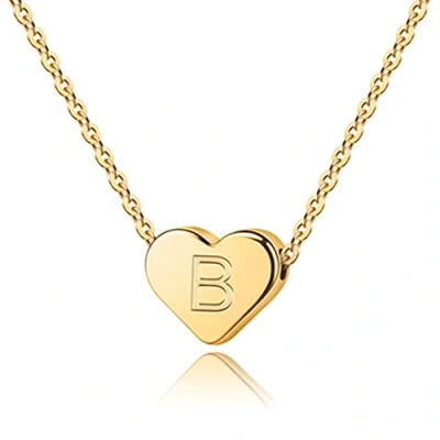 Imagen de TINGN Collar de Oro B para Mujer Collares Corazón con 14 Quilates Mujeres, Iniciales Niñas y Niños, adolescentes