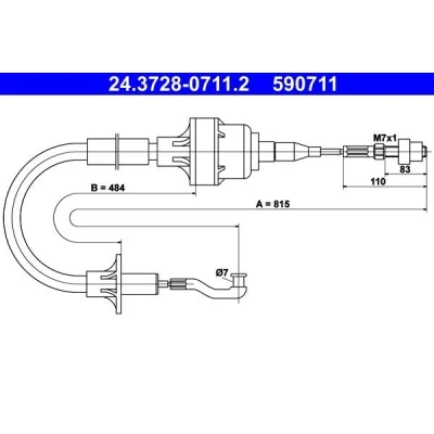 Imagen de ATE 24.3728 0711.2 Cable de Embrague OPEL: Astra F Berlina, Kadett E CC, Berlina