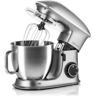 Imagen de ZEEGMA ZE PLANEET CHEF, Robot de cocina multifunción, Amasadora, 2200 W, con Cuenco Acero Inoxidable 6.5 L, 7 velocidades, Incluye Juego 3 Piezas Pastelería (Grey)