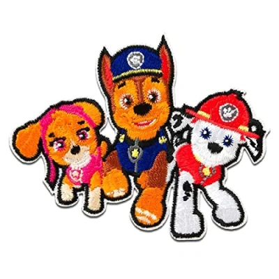 Imagen de Paw Patrol Patrulla Canina Chase Marshall Skye Parches Termoadhesivos Bordados Aplique Para Ropa, Tamaño: 6,1 x 7,5 cm