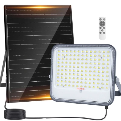 Imagen de Aigostar Foco proyector LED solar con mando a distancia，16000mAH，gran panel y batería de gran capacidad，regulable 3000/4000/6500K，IP66，cable 2m，Luz para exterior jardín，patios.
