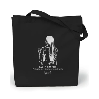 Imagen de Loxato Tote Bag Negra Bolsa Tela de Algodón 100% Bolso Shopper Mujer Negro Bolsas Bonitas Reutilizables Compra