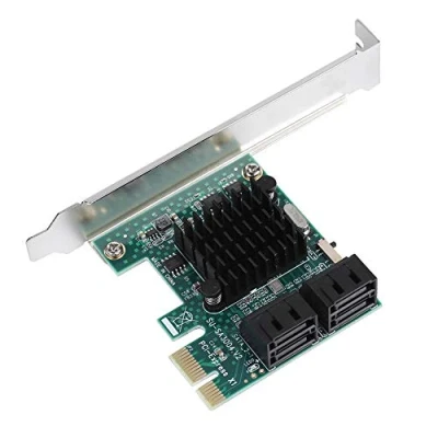 Imagen de ASHATA Tarjeta PCIE SATA, de expansión SATA 3.0, Adaptador Controlador a 3.0 6G 4 Puertos para Windows XP / 2003 Vista Win7 Win8 Win10