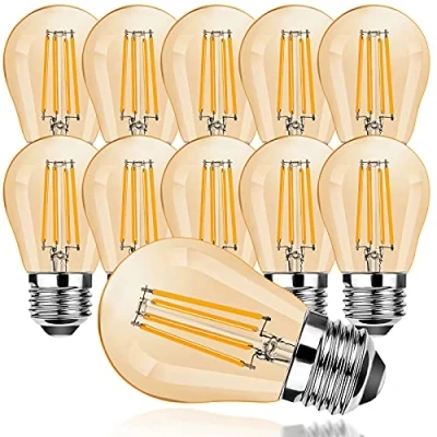 Imagen de ProCrus bombilla LED E27, estilo vintage, G45, 4 W, 2700 K, luz blanca cálida, retro, 360 lm, repuesto para incandescente de 30 no regulable, ámbar, 10 unidades