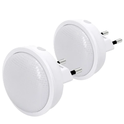 Imagen de Aigostar Luz Nocturna Infantil con Sensor de Luz, 2 Piezas Noche LED, Lámpara Enchufe para Habitación, Baño, Pasillo, Cocina, Escaleras, 0.3W Armario 3000/4000/6500K Ajustable
