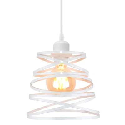 Imagen de iDEGU lámpara de techo moderna creativa diseño en espiral cascada estilo vintage metal E27 colgante para dormitorio salón, 20 cm, blanco