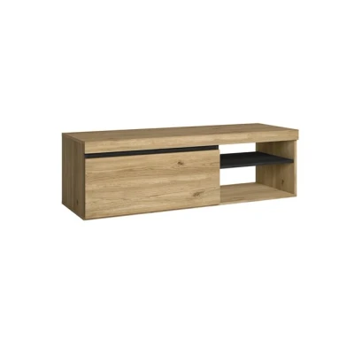 Imagen de Skraut Home Mueble TV Modelo Naturale 120 x 40 41 cm Auxiliar 1 Puerta y Balda Estilo Nórdico Melamina Acabado en Roble Negro
