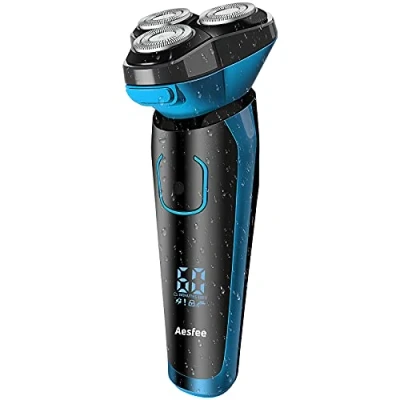 Imagen de Afeitadora Eléctrica Hombre Impermeable Uso en Húmedo y Seco, Afeitadoras Barba Rotativas Eléctricas Profesional Inalámbrica Recargable con Recortador de Precisión,Bloqueo Viaje, Pantalla LCD