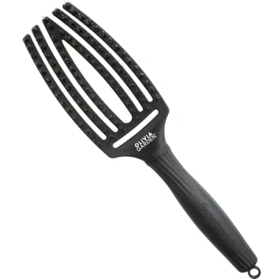 Imagen de Olivia Garden Fingerbrush Care Iconic Talla Media Negro Cepillo para el Cabello con Cerdas de Nylon Dobles un Desenredado Suave y Saludable