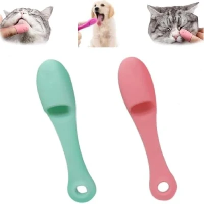 Imagen de cepillo de barbilla para gatos, limpiador silicona perros, dientes mascotas, dedo gato el