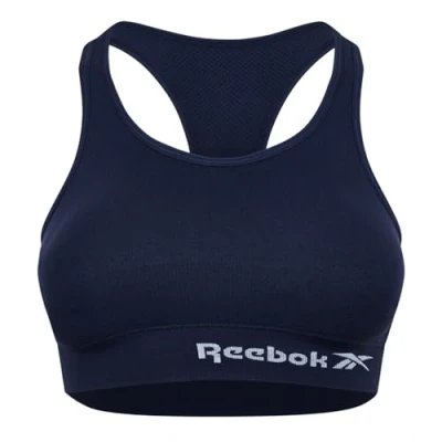 Imagen de Reebok Damen Seamless Crop Top in Marineblau Fitness BH Mit Feuchtigkeitsableitungstechnologie Sujetado de Entrenamiento, Opaco, Azul, S para Mujer