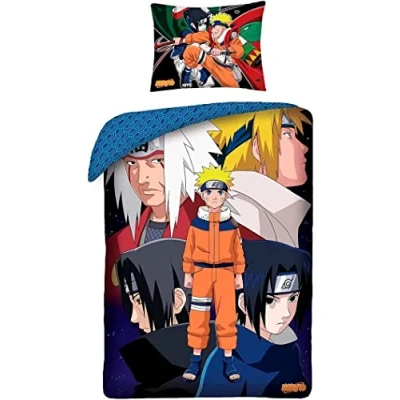 Imagen de Halantex Naruto Juego de Cama, Funda Nórdica 140 x 200 cm y Almohada 70 90 cm, 100% Algodón, Multicolor