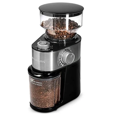 Imagen de Navaris Molinillo de café eléctrico Molino Regulable Granos Semillas Frutos Secos Especias Moledor Profesional para 14 Tazas Plata