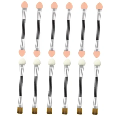 Imagen de Brocha para Sombra de Ojos, 12 Brochas Esponja Ojos Doble Punta, Aplicador Desechable