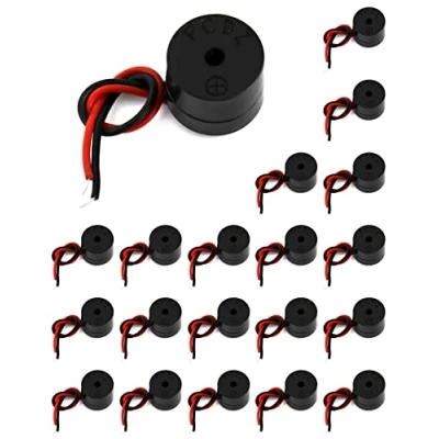 Imagen de QWORK 20 Piezas Zumbador electrónico, 3 12 V Piezoeléctrico de 85 dB, para fotocopiadoras, Alarma, Juguetes electrónicos, Longitud del Cable 50 mm