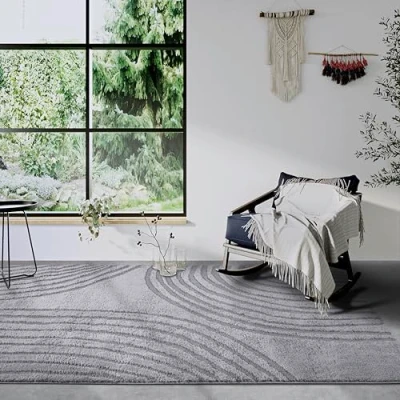 Imagen de Elle Decor ation Alfombra de Pelo Largo con Pigmento, Moderna salón, Largo, patrón Moderno, mullida, Suave, Bohemia, para Dormitorio, Gris Claro, 160 x 235 cm