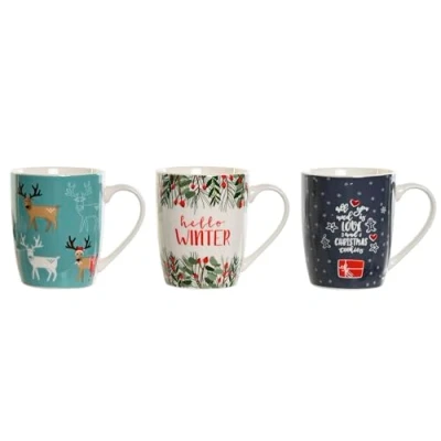 Imagen de PLUS HOME Pack de 4 tazas navideña.4x Taza Café Porcelana navidad para Bebidas Frías y Calientes.Capacidad 350ml tamaño 8,5X8,5X10,3 360ML