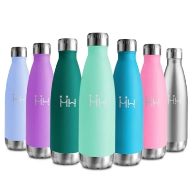 Imagen de Cantimplora Termica 500ml, Botella sin BPA, de Agua Acero Inoxidable Reutilizable con Doble Pared, Termo para Colegio, Oficina, Senderismo, Deporte, Viajes, Interior o Exterior