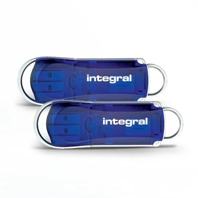 Imagen de Integral 64GB Pack de 2 USB 2.0 Flash Drive Courier Azul