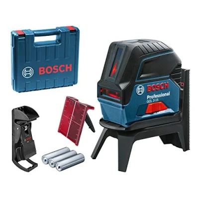 Imagen de Bosch Professional Nivel láser GCL 2 15 (láser rojo, interior, con puntos de plomada, alcance: m, 3 pilas AA, soporte giratorio RM 1, placa reflectora láser, estuche protección, maletín)