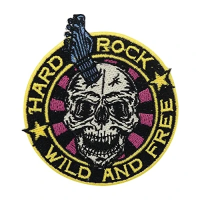Imagen de parche para planchar con diseño de calavera Hard Rock Wild and Free Parches rock, coser Finally Home