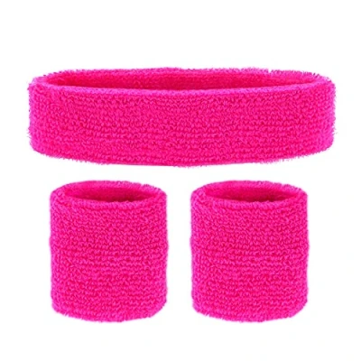 Imagen de Widmann 05832 Cintas para el sudor, juego de 3 piezas, cinta la cabeza y 2 muñequeras, deportes, accesorios, años 80, chándal, carnaval, fiesta temática