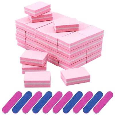 Imagen de 50 unidades de almohadillas para uñas con 10 lima uñas, pulidor exfoliante esponja lavable