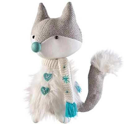 Imagen de WeRChristmas Figura de Zorro Navidad Sentado con Patas Suaves, Multicolor, 36 cm