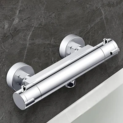 Imagen de Grifo Termostático Ducha, Termostato Ducha con el Botón de Seguridad, Grifería Bañera Pared 38 ℃, Termostatico Latón Cromado
