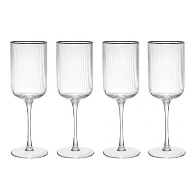 Imagen de Mikasa Sorrento Copas de Cristal para Vino Tinto con Borde Dorado y Forma Ancha, 375ml, Juego 4 Finas Transparentes sin Plomo, Diseño Elegante Celebraciones