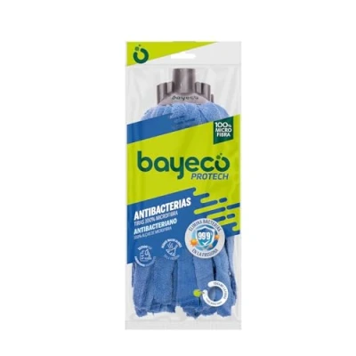 Imagen de Bayeco Copptech Antibacterias Suelos Protegidos fregona de Tiras 100% Microfibras Elimina el 99,9% bacterias y hongos en la Gran capacidad absorción 1 unidad