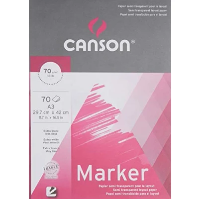 Imagen de Bloc Encolado, A3, 70 Hojas, Canson Marker Layout Extraliso 70g