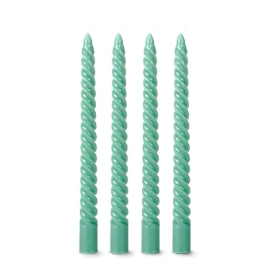 Imagen de flature Twisted Candles velas decorativas en espiral, 4 unidades, 2,2 cm de diámetro cera parafina, 25 alto, bohemias, salvia