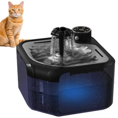 Imagen de TAVADA Fuente para Gatos sin Cable 2.8L Bebedero Automatico Agua con Sensor de Movimiento Dispensador Inalambrico Bomba Súper Silenciosa