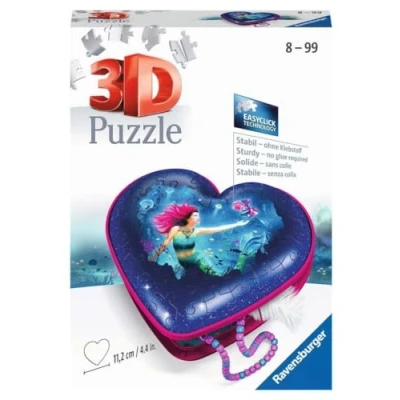 Imagen de Ravensburger Meerjungfrauen Puzzle 3D 11249 Caja de Corazones Encantadora Sirena 54 Piezas a Partir 8 años, Color Blanco