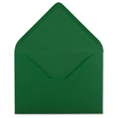 Imagen de 75 sobres DIN C6, color verde oscuro, 11,4 x 16,2 cm, 120 g/m², adhesivo húmedo, fundas para cartas sin ventana, invitaciones de tu agente Glüxx