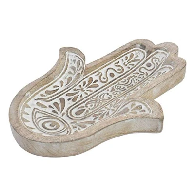 Imagen de Bandeja vaciabolsillos Madera Mango Hamsa decape
