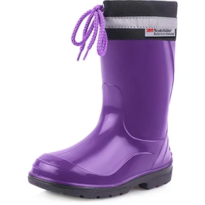 Imagen de Ladeheid Botas de Agua para niños Lluvia con Suelas Antideslizantes Unisex Goma Niñas Rainboots for Kids Impermeables LA 972 (Morado/Negro, 27 EU)