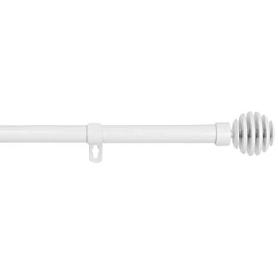 Imagen de MERCURY TEXTIL Barra Sencilla Forja Universal Extensible,Barra de Cortinas Decorativa Extensible (Blanco, 120 210cm Bola Rota)