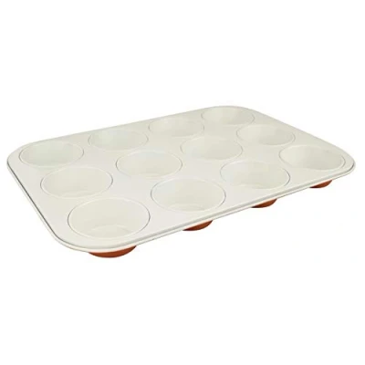 Imagen de Dr. Oetker DieMaus Molde para magdalenas (12 unidades, forma cuadrada, chapa de acero, revestimiento antiadherente reforzado con cerámica), color naranja y crema