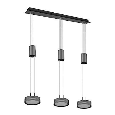 Imagen de Trio, Colgante, Franklin incl. 1 x LED,SMD,9,0 Watt,3000K,1050 Lm. Plástico, Blanco, Cuerpo: Aluminio pintado, Antracita Ø:14,0cm, A:150,0cm Altura regulable,Regulable mediante interruptor