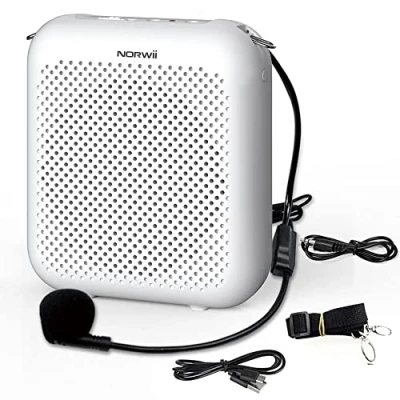Imagen de Norwii S358 Amplificador de Voz Recargable Portátil 2000mAh con Micrófono Cable y Cintura, Personal Altavoz para Maestros Guías Turísticos ect (Blanco)